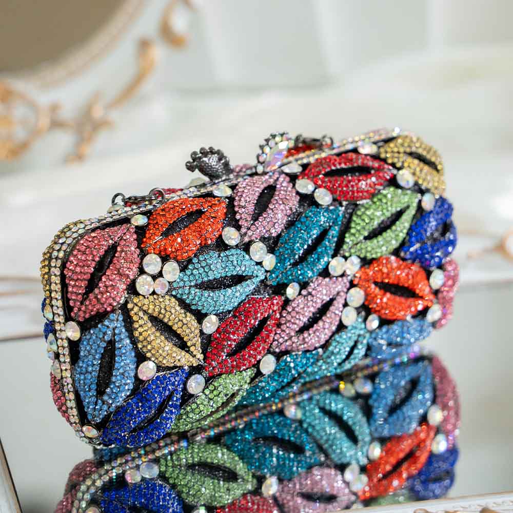 Luscious Lip Crystal Clutch Bag