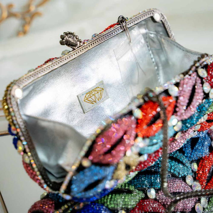 Luscious Lip Crystal Clutch Bag