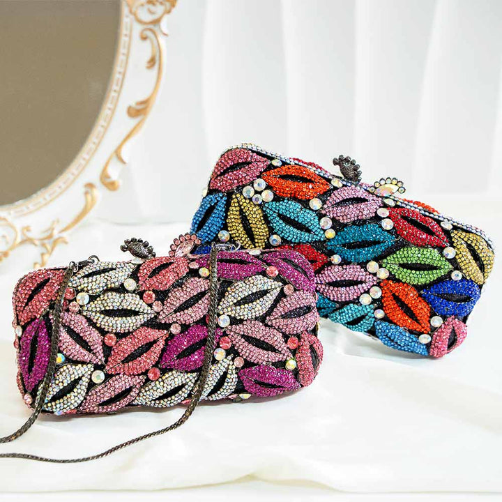 Luscious Lip Crystal Clutch Bag