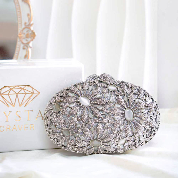 Platinum Crush Crystal Clutch Bag