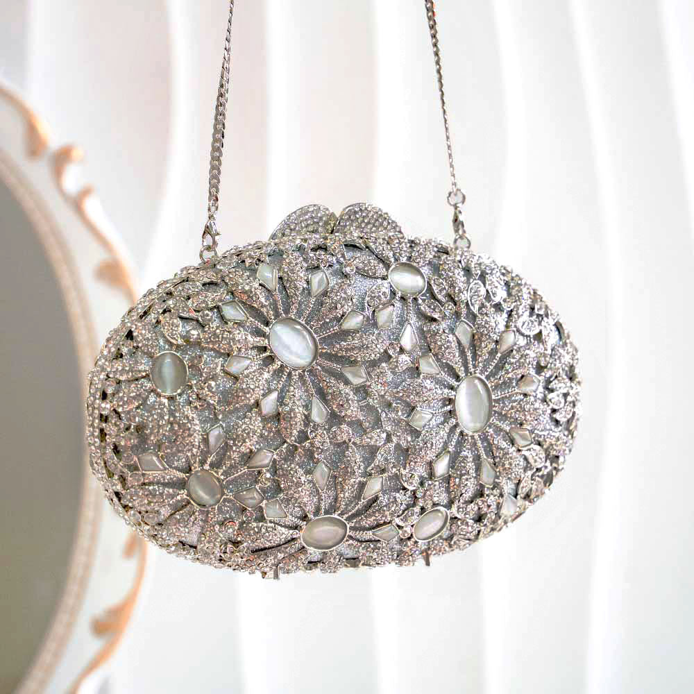Platinum Crush Crystal Clutch Bag