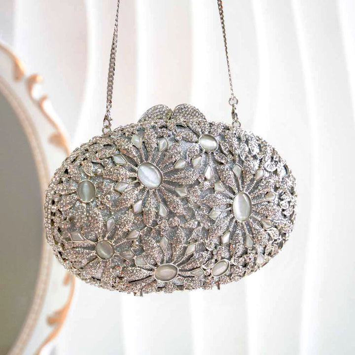 Platinum Crush Crystal Clutch Bag