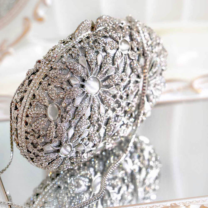 Platinum Crush Crystal Clutch Bag