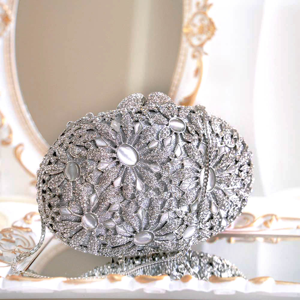 Platinum Crush Crystal Clutch Bag
