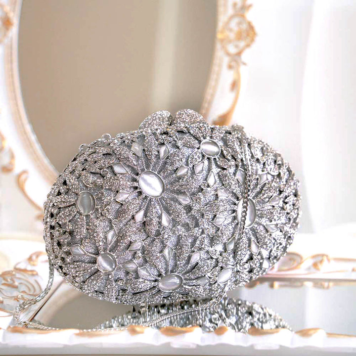 Platinum Crush Crystal Clutch Bag