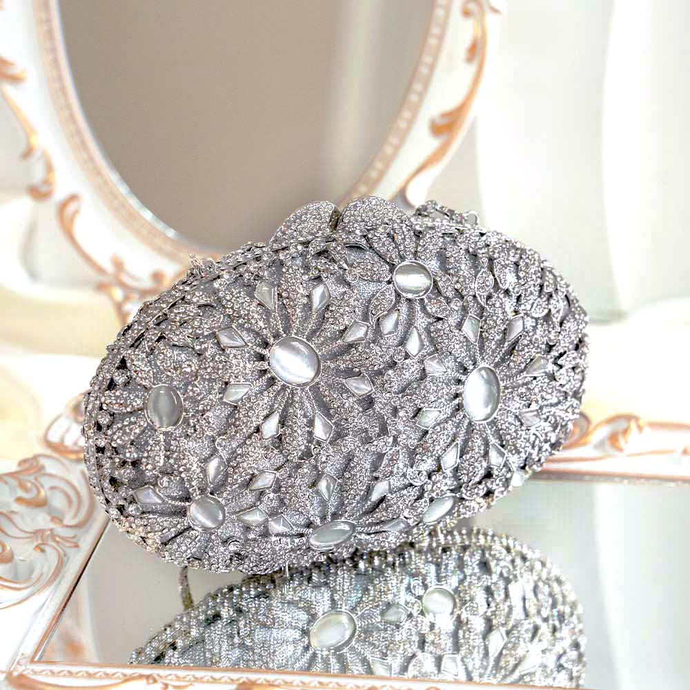Platinum Crush Crystal Clutch Bag