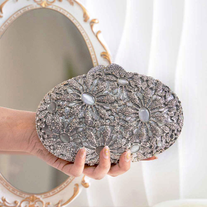 Platinum Crush Crystal Clutch Bag