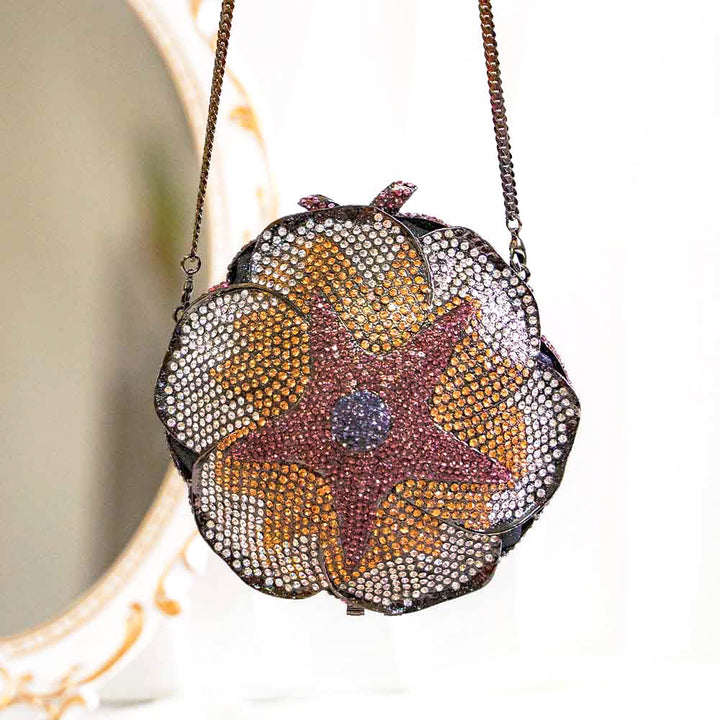 Rose Chrome Crystal Clutch Bag