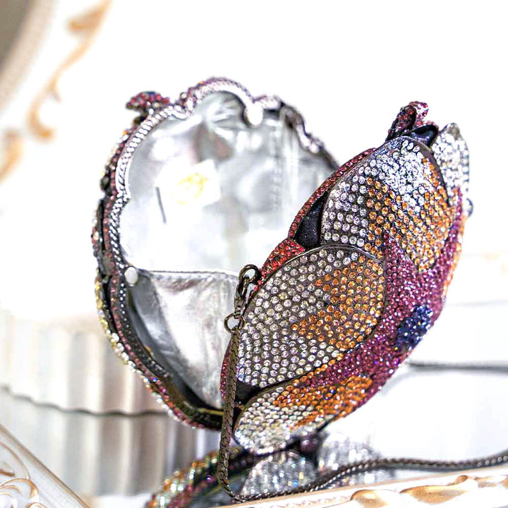 Rose Chrome Crystal Clutch Bag