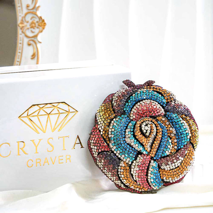 Rose Chrome Crystal Clutch Bag