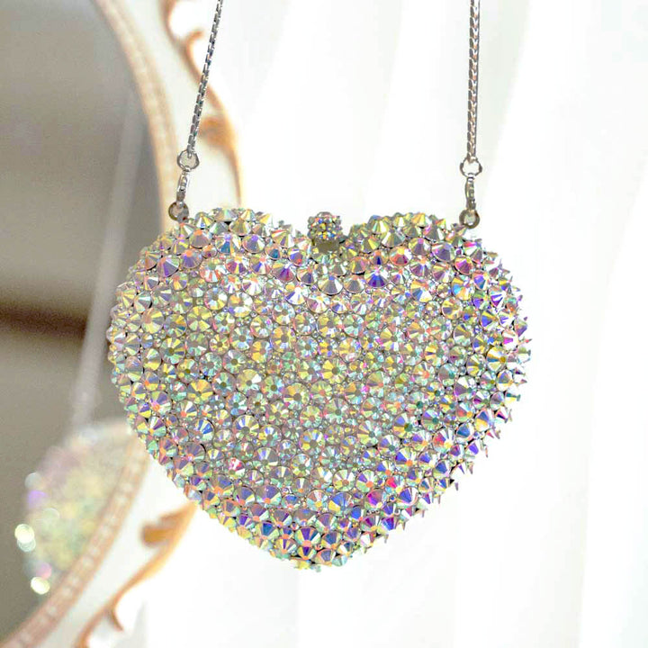 Holo Heart Crystal Clutch Bag
