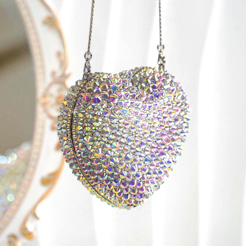 Holo Heart Crystal Clutch Bag