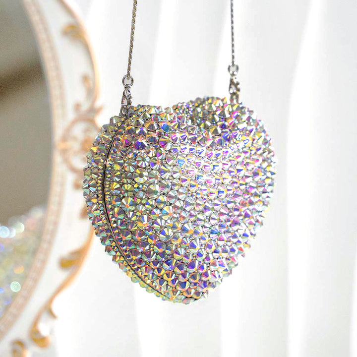 Holo Heart Crystal Clutch Bag