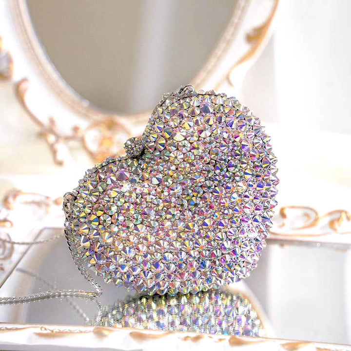 Holo Heart Crystal Clutch Bag