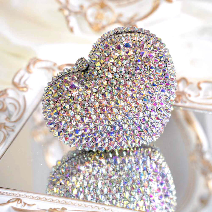 Holo Heart Crystal Clutch Bag