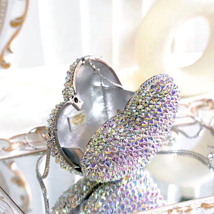 Holo Heart Crystal Clutch Bag