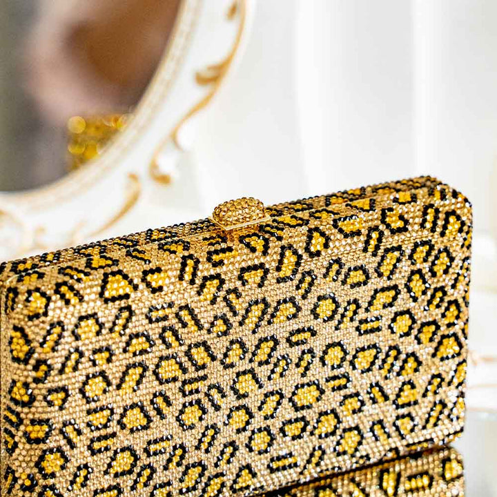 Cheetah Crystal Clutch Bag