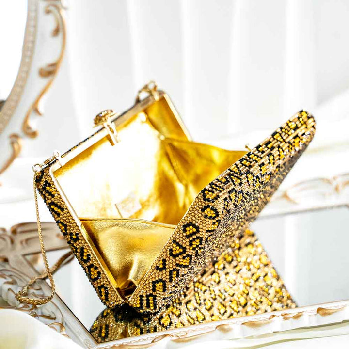 Cheetah Crystal Clutch Bag