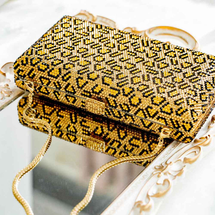 Cheetah Crystal Clutch Bag