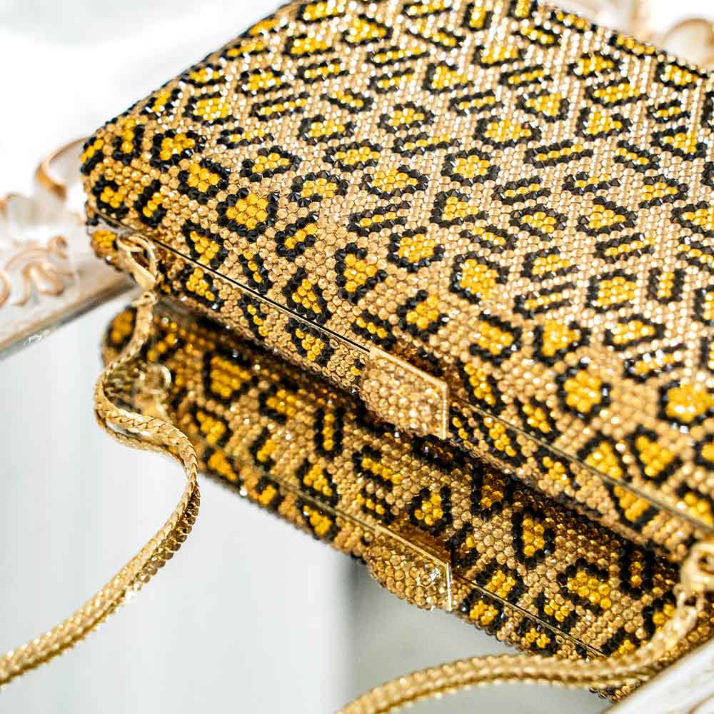 Cheetah Crystal Clutch Bag