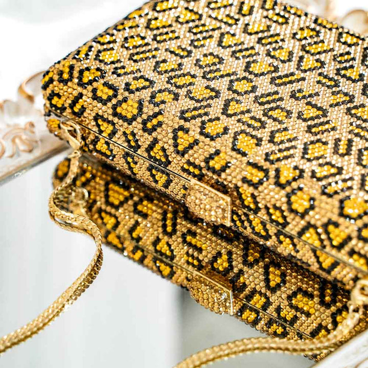 Cheetah Crystal Clutch Bag