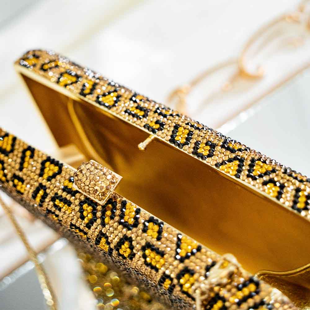 Cheetah Crystal Clutch Bag