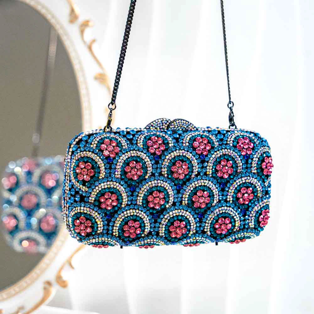 Blazzing Blue Crystal Clutch Bag