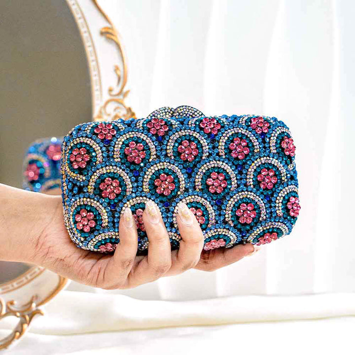 Blazzing Blue Crystal Clutch Bag
