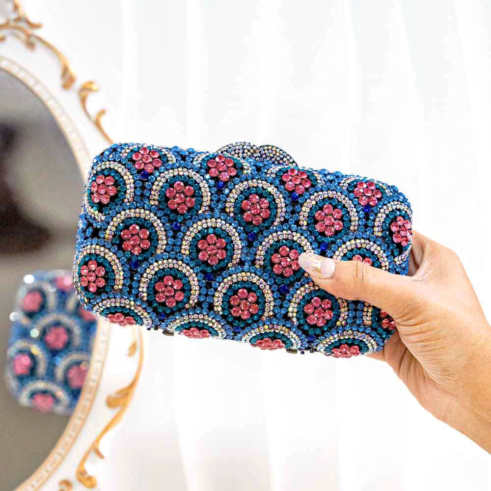 Blazzing Blue Crystal Clutch Bag