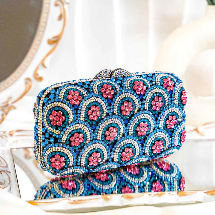 Blazzing Blue Crystal Clutch Bag