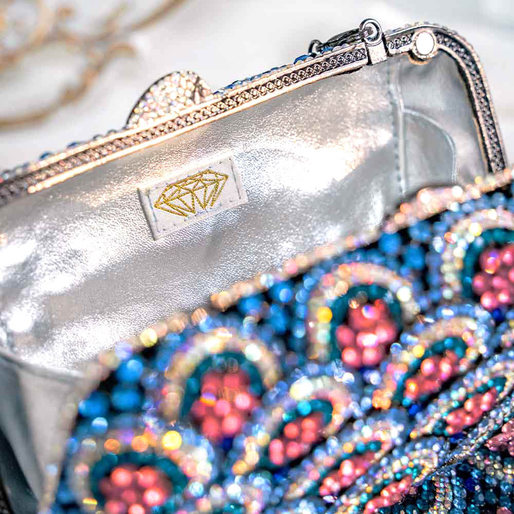 Blazzing Blue Crystal Clutch Bag