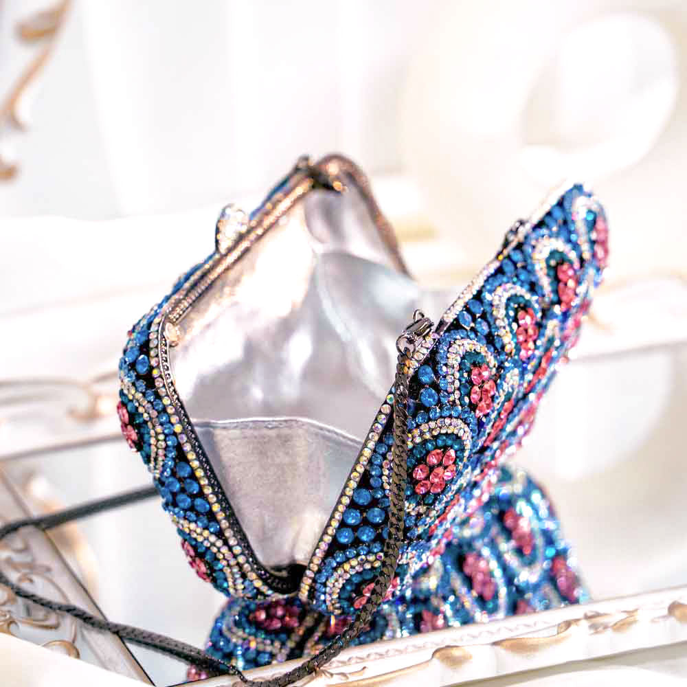 Blazzing Blue Crystal Clutch Bag