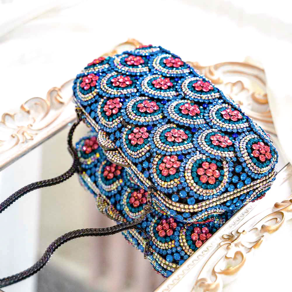 Blazzing Blue Crystal Clutch Bag