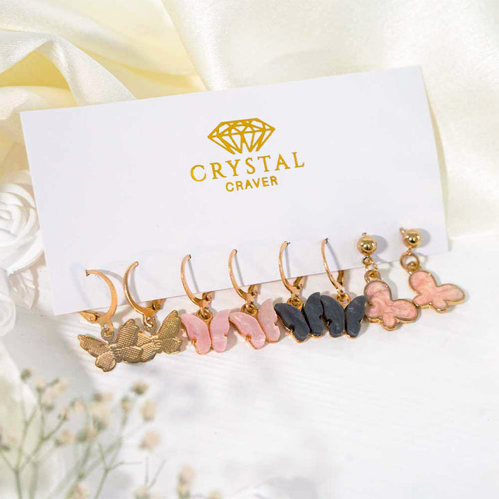 Butterfly Huggies Earring Set Of 5