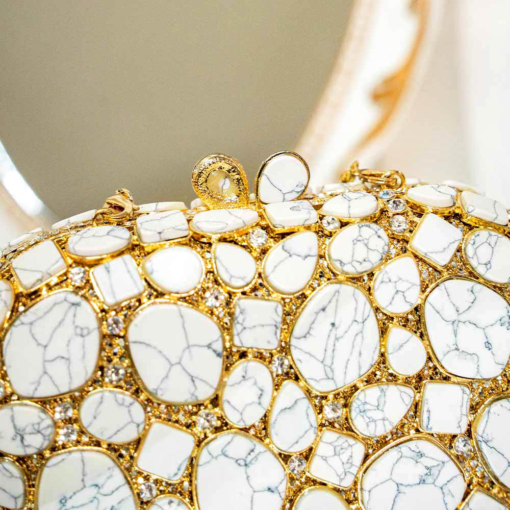 Vintage Marble Crystal Clutch Bag