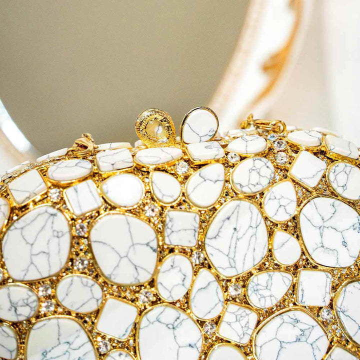 Vintage Marble Crystal Clutch Bag
