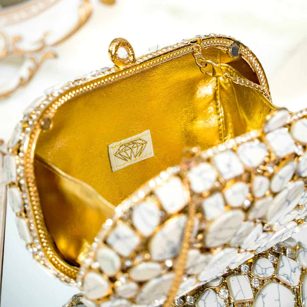 Vintage Marble Crystal Clutch Bag