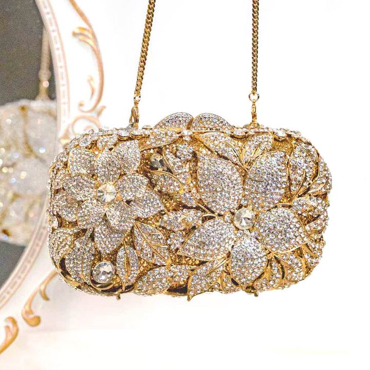 Clematic Gold Crystal Clutch Bag