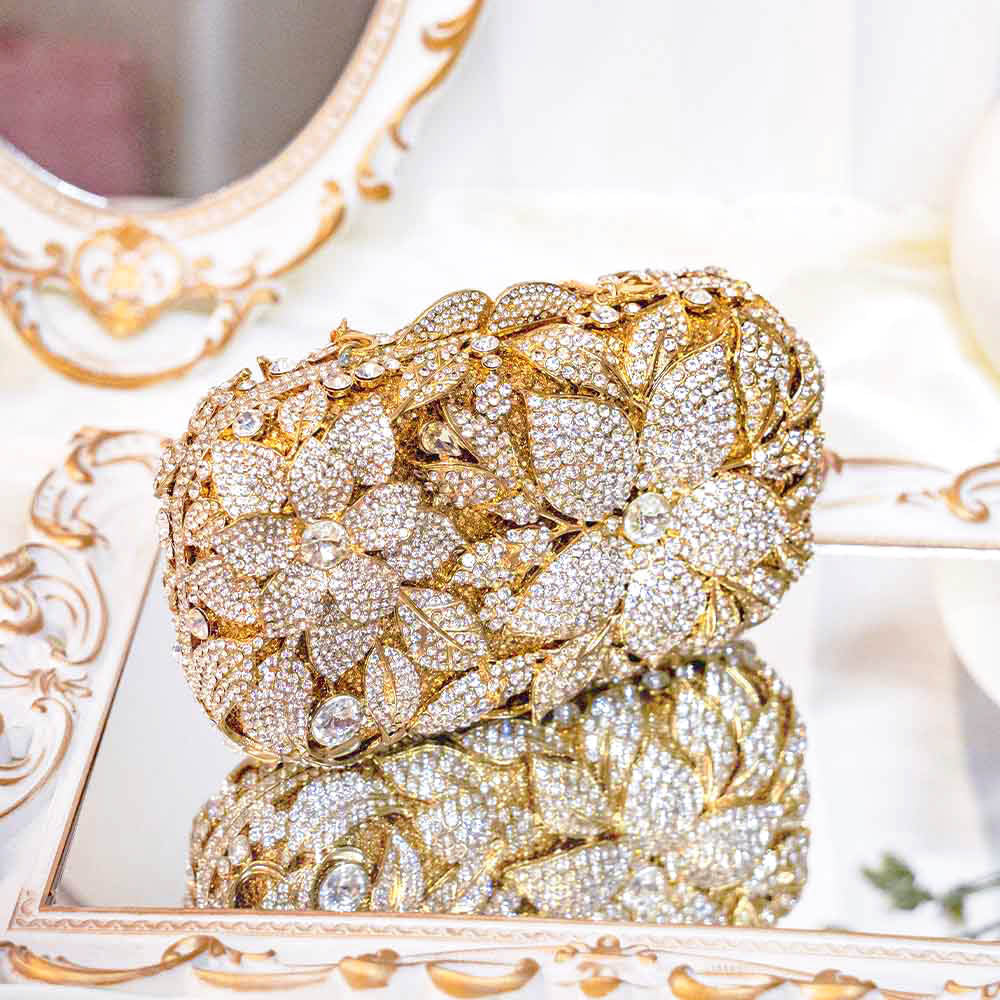 Clematic Gold Crystal Clutch Bag