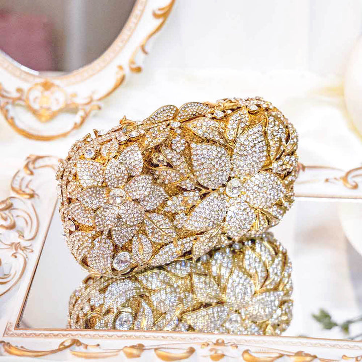 Clematic Gold Crystal Clutch Bag