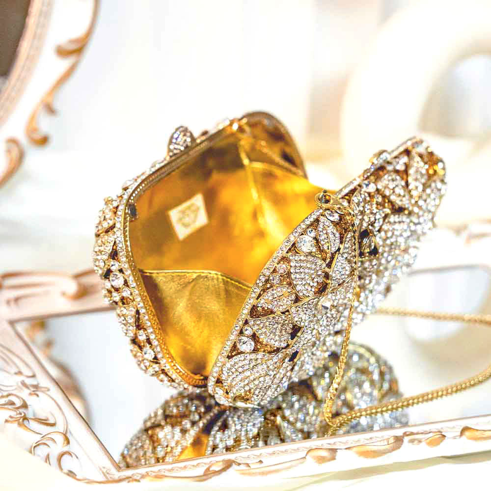 Clematic Gold Crystal Clutch Bag