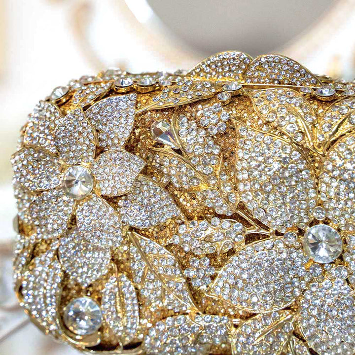 Clematic Gold Crystal Clutch Bag