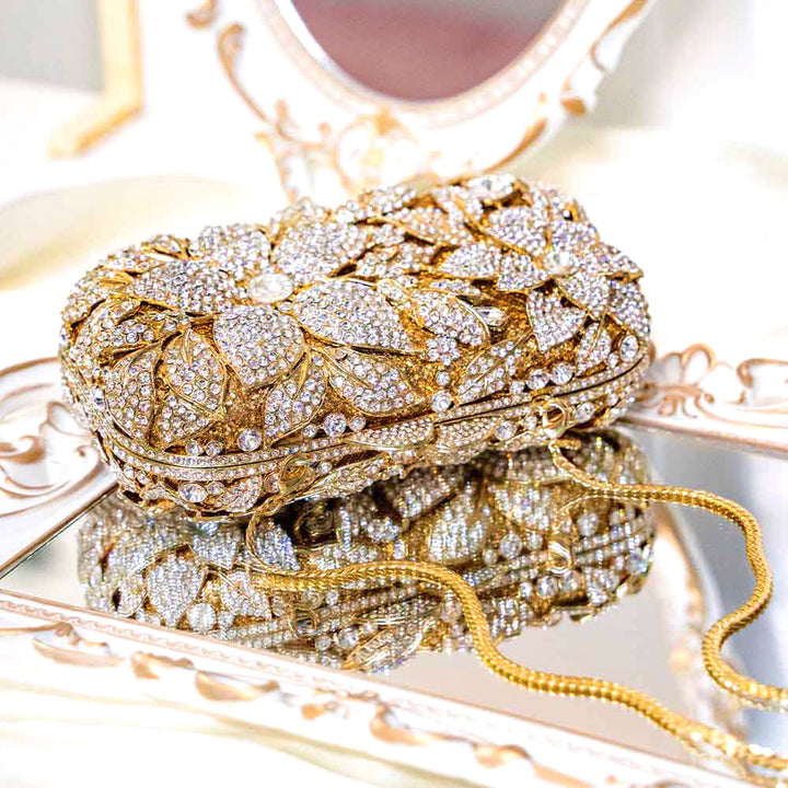 Clematic Gold Crystal Clutch Bag