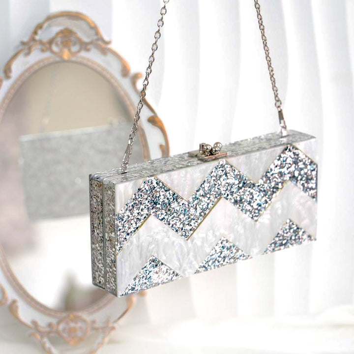 Pewter Bling Acrylic Clutch Bag