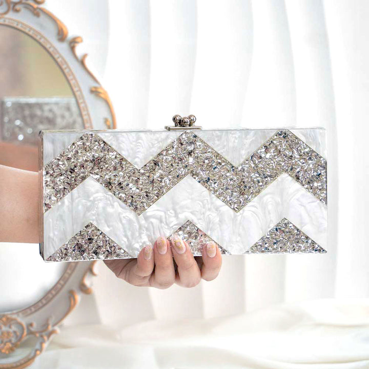 Pewter Bling Acrylic Clutch Bag