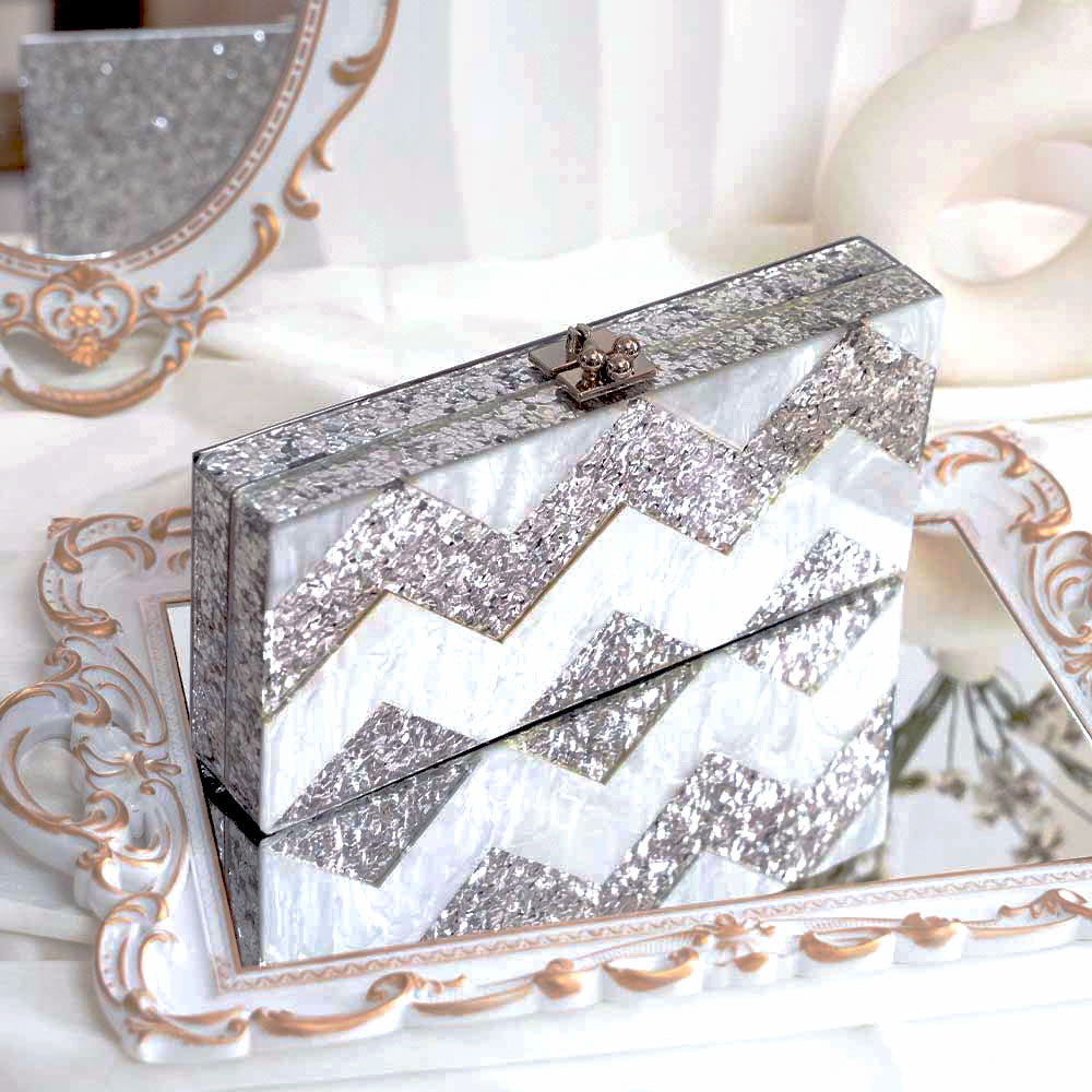 Pewter Bling Acrylic Clutch Bag