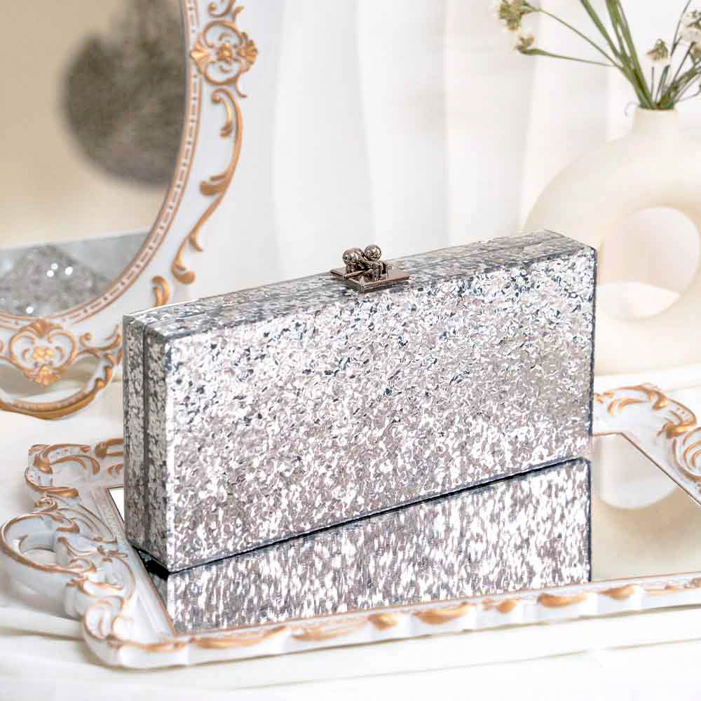 Pewter Bling Acrylic Clutch Bag
