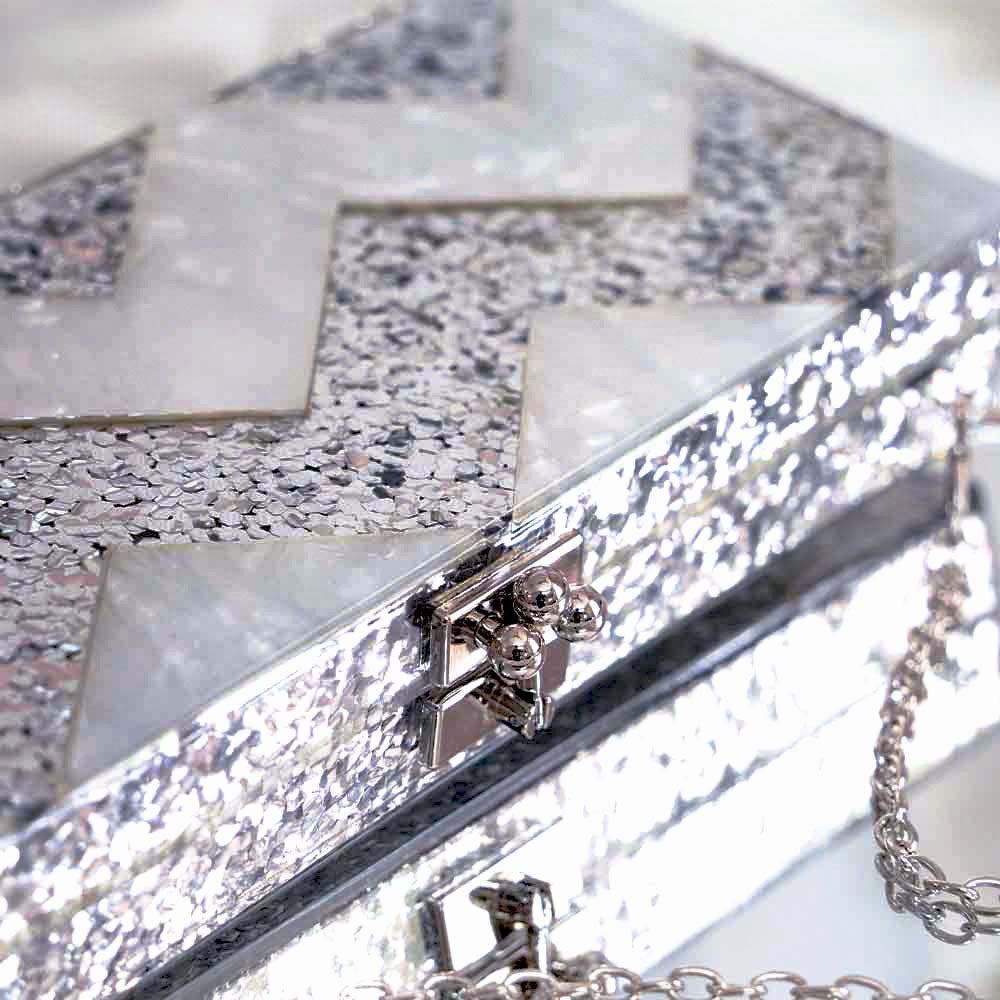 Pewter Bling Acrylic Clutch Bag