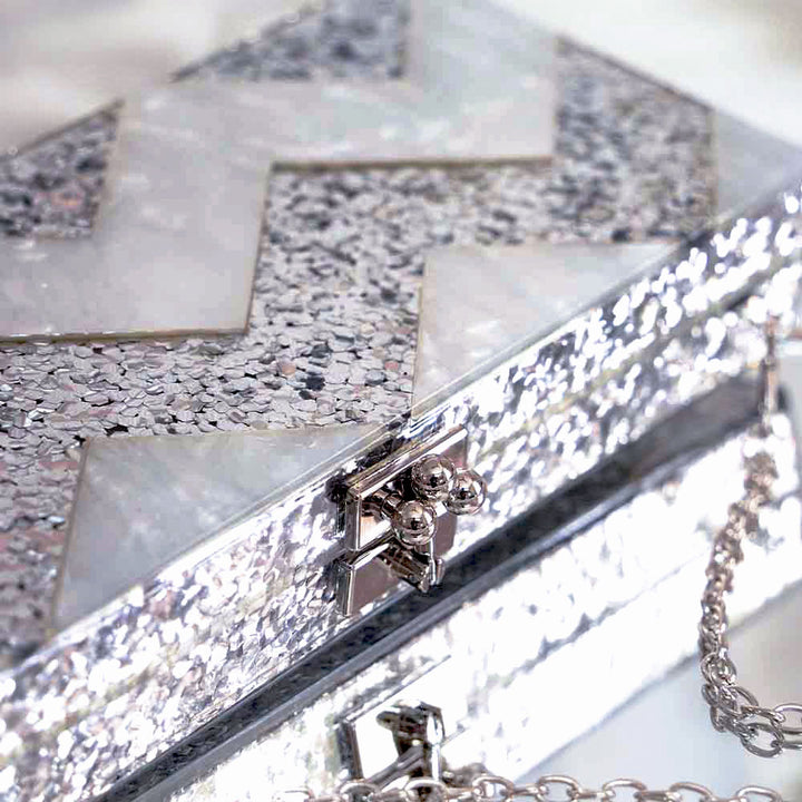 Pewter Bling Acrylic Clutch Bag