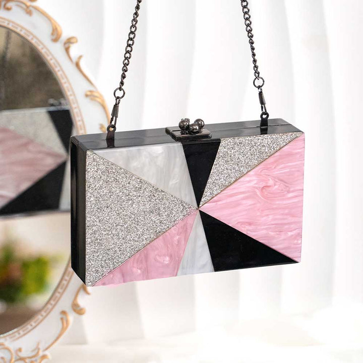 Black Pink Acrylic Clutch Bag